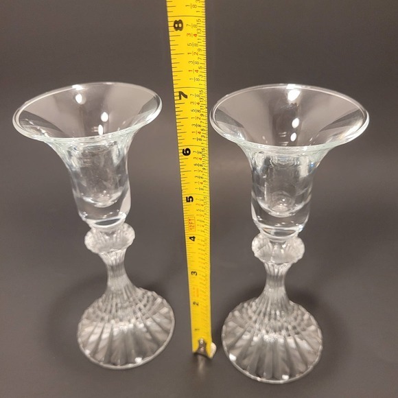 Mikasa "The Ritz" Set Of 2 Fluted Ribbed Crystal Candle Holders 6 1/4 Tall‎ - Picture 6 of 7